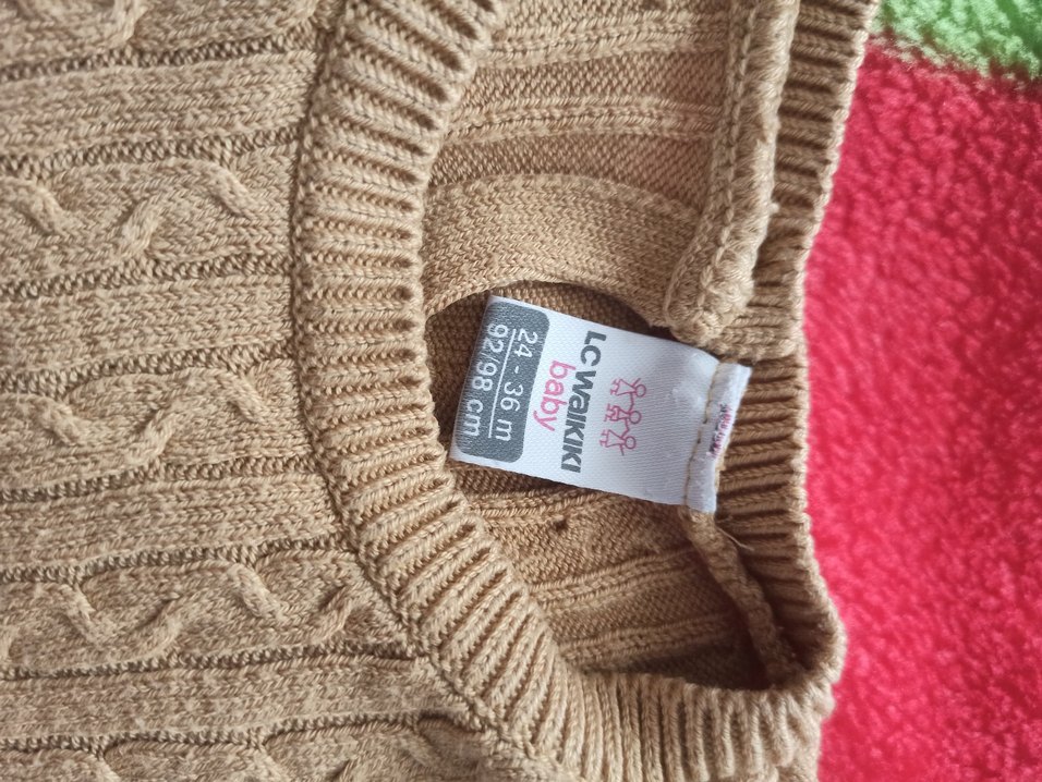 kız çocuk Kahverengi Örgü Bohem Kazak - Görsel 3