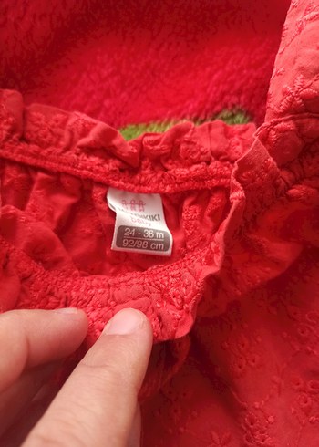 Kız Bebek Kırmızı Düğmeli Kısa Kollu Takım - Görsel 5