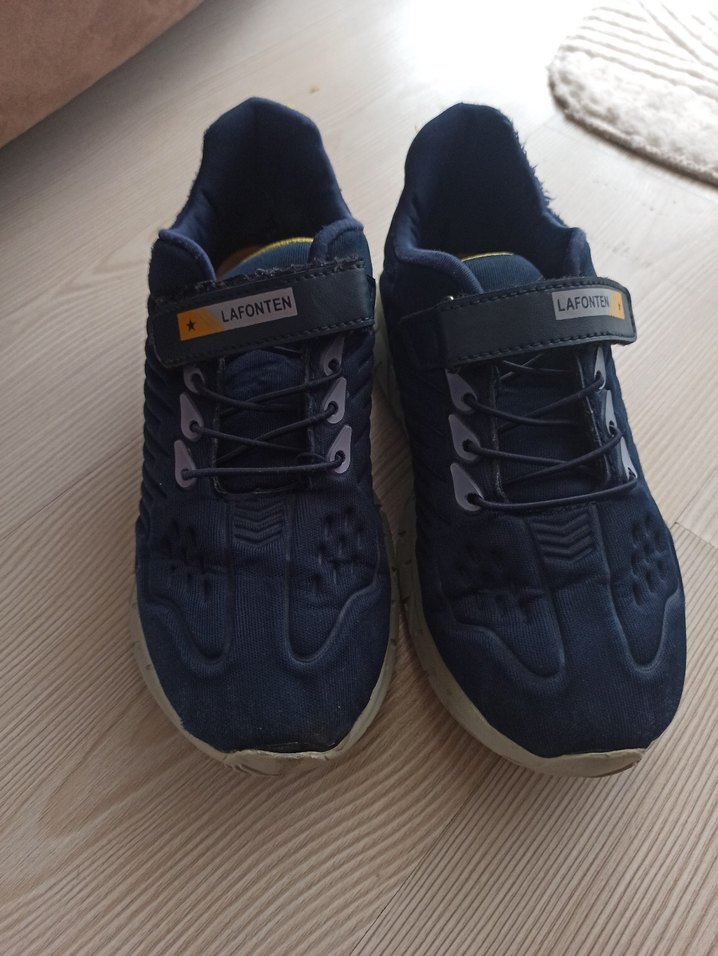 Mavi Gri Erkek Çocuk Spor Ayakkabı Velcro - Görsel 2