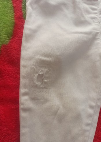 Kız Çocuk Beyaz Pamuklu Dar Kesim jean Pantolon - Görsel 3