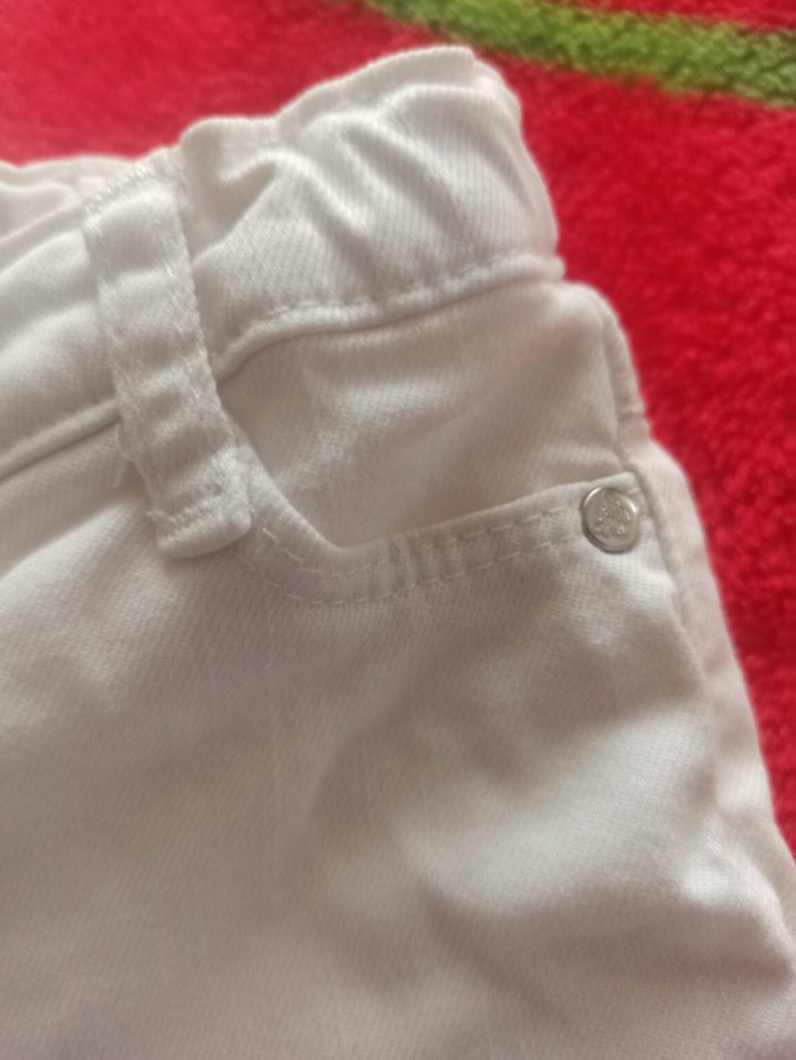 Kız Çocuk Beyaz Pamuklu Dar Kesim jean Pantolon - Görsel 4