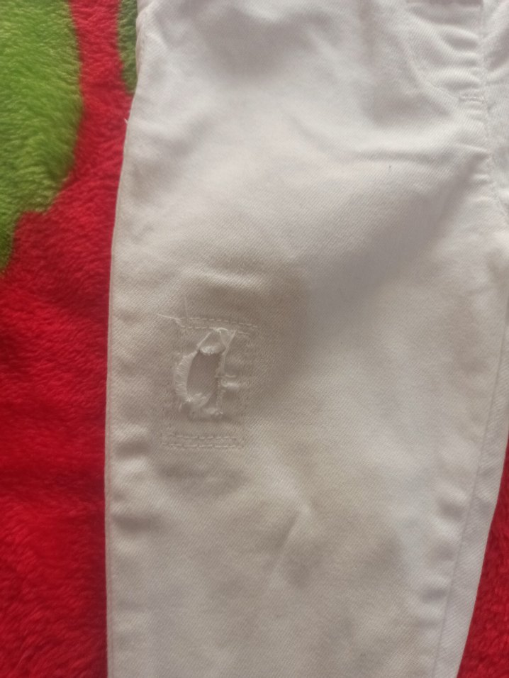 Kız Çocuk Beyaz Pamuklu Dar Kesim jean Pantolon - Görsel 3