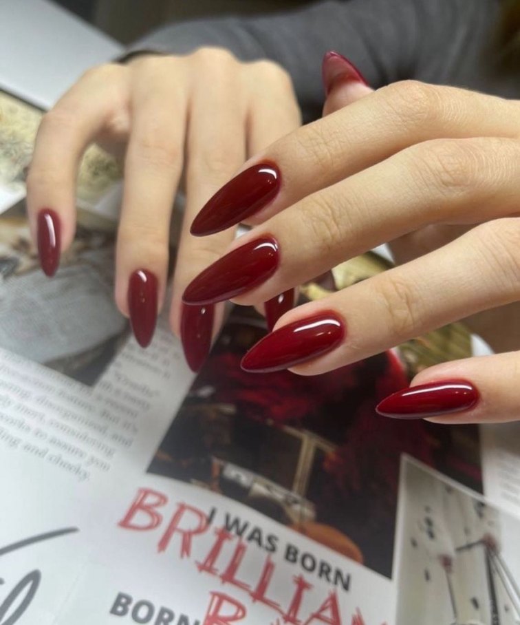 Sarap kirmizisi jel el yapımı takma tırnak - Görsel 2