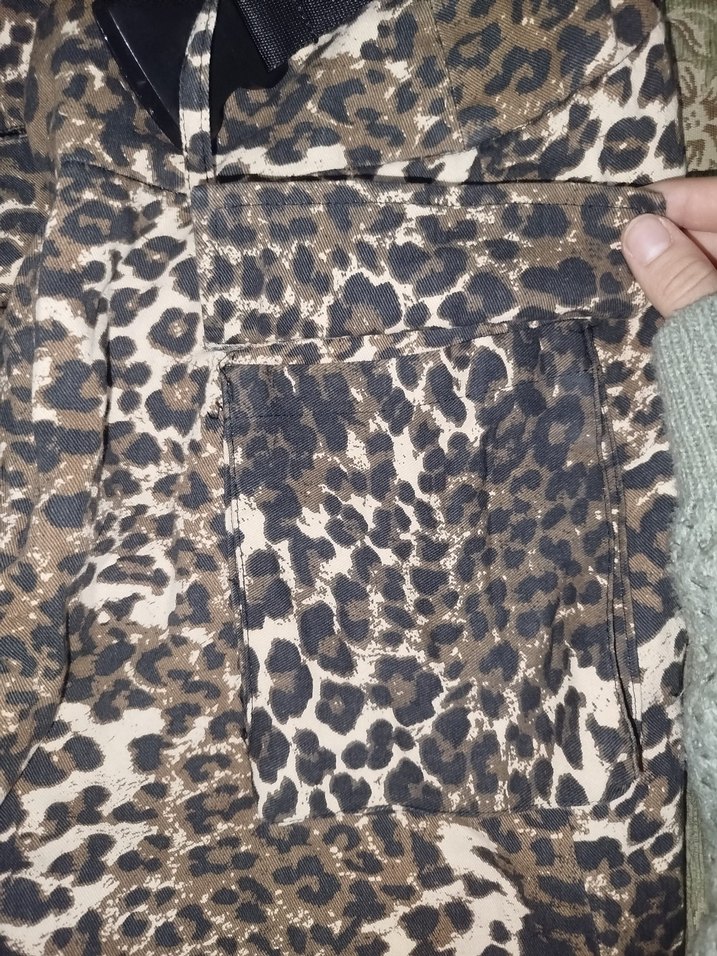 QUZU Artistic Style Keten Kahverengi Leopar  Kadın Mini Etek - Görsel 4