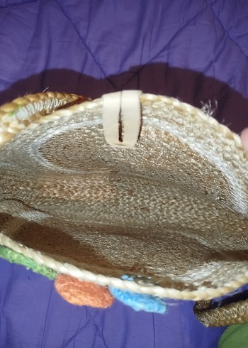 Bohem Çiçek Detaylı Hasır Örgü Kadın Çanta - Görsel 4