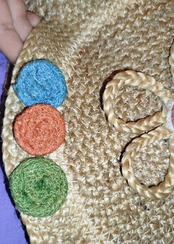 Bohem Çiçek Detaylı Hasır Örgü Kadın Çanta - Görsel 2