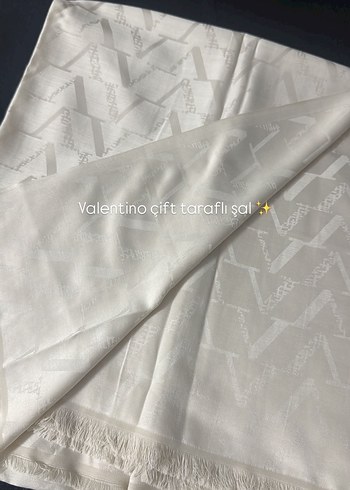 Valentino Çift Taraflı Beyaz Saten Şal