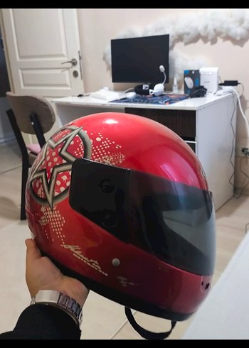 Kırmızı Parlak Biker Kask L Beden - Görsel 6