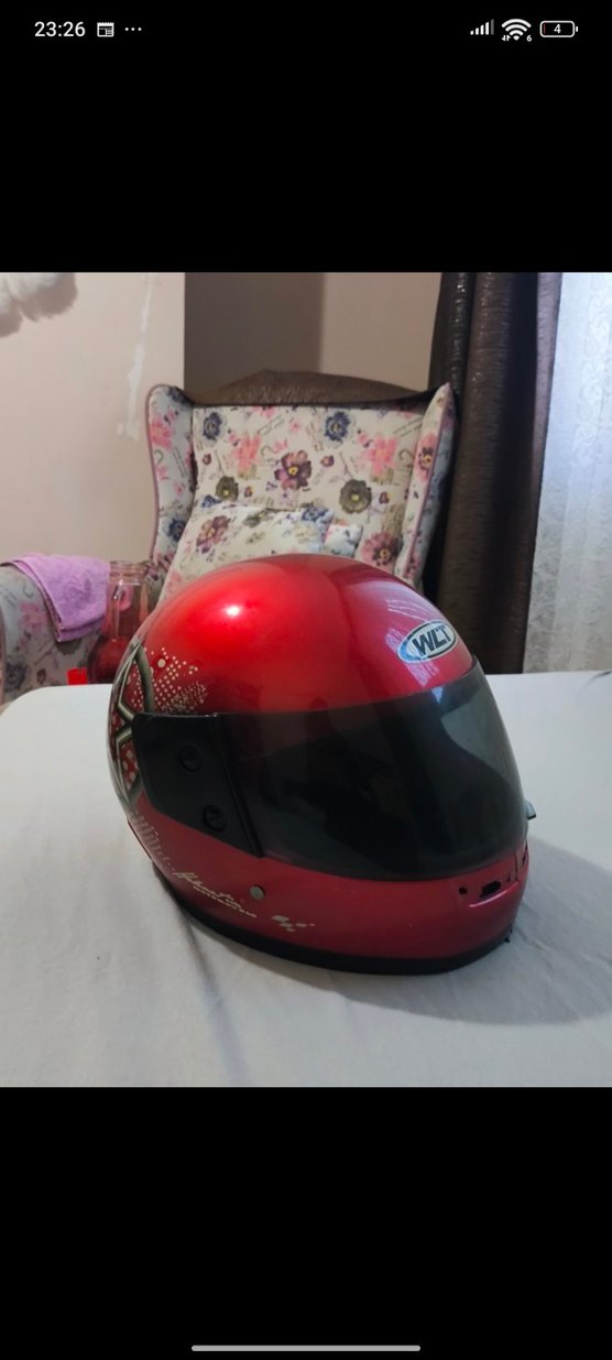 Kırmızı Parlak Biker Kask L Beden - Görsel 4
