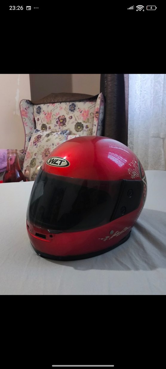 Kırmızı Parlak Biker Kask L Beden - Görsel 2