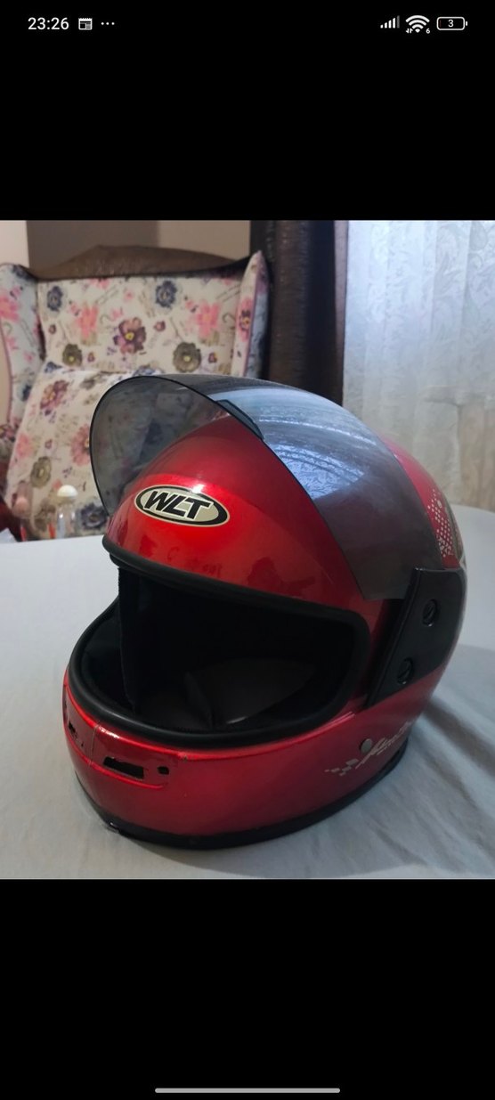 Kırmızı Parlak Biker Kask L Beden - Görsel 3