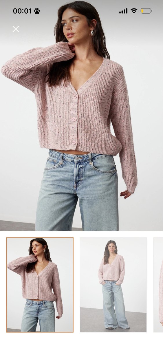 Pembe oversize salaş hırka - Görsel 3