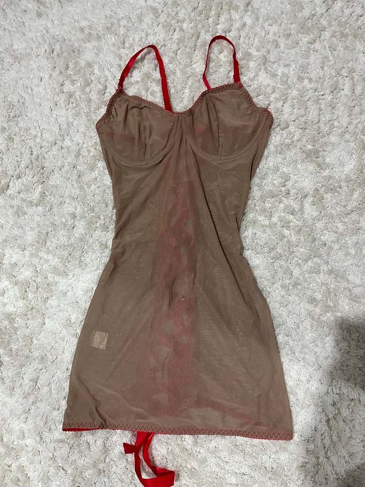 Shein tül arkası bağlamalı iç gösteren body - Görsel 2