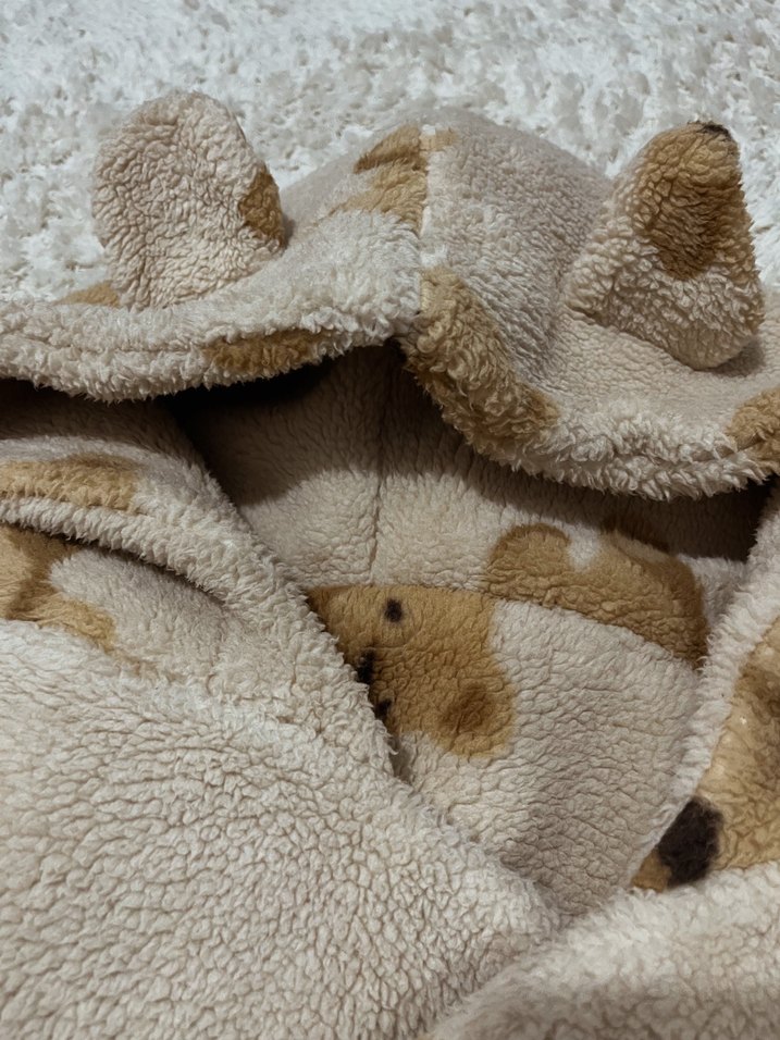 Ayıcık desenli peluş atkı - Görsel 3