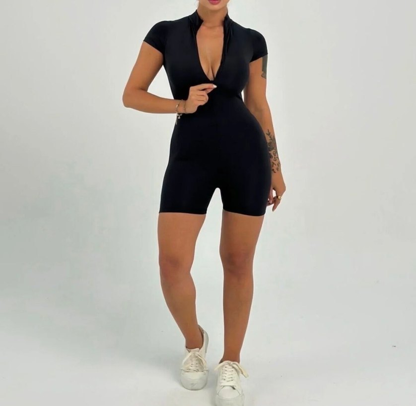 Kısa siyah tulum - Görsel 3