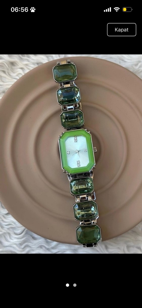 Yeşil taşlı swarovski görünümlü saat - Görsel 2