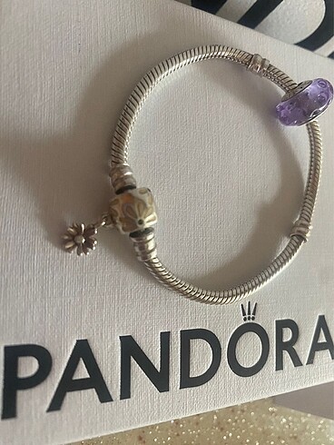  Beden gri Renk Orjinal Pandora bileklik ve charm