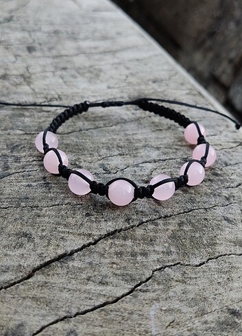 PEMBE KUVARS (AŞK TAŞI ) ÖRGÜ BİLEKLİK 