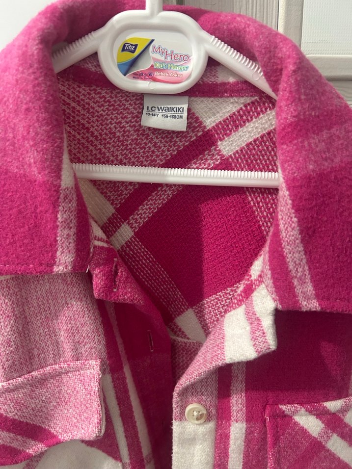 Pembe Ekose Düğmeli çocuk Gömlek - Görsel 2
