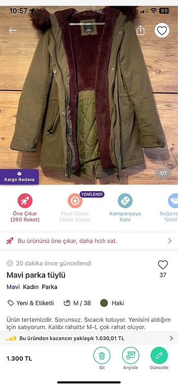 Mavi jeans haki parka tüylü