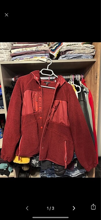 Mavi jeans bordo mont peluş kürk
