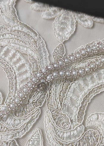 İnci İşlemeli Beyaz Boncuklu Kadın Bileklik - Görsel 2