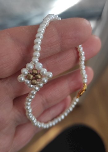 Nakışlı Beyaz Boncuklu Kadın Bileklik - Görsel 2