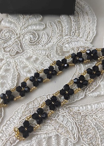 Siyah Yılan Desenli Gotik Boncuklu Bileklik - Görsel 2