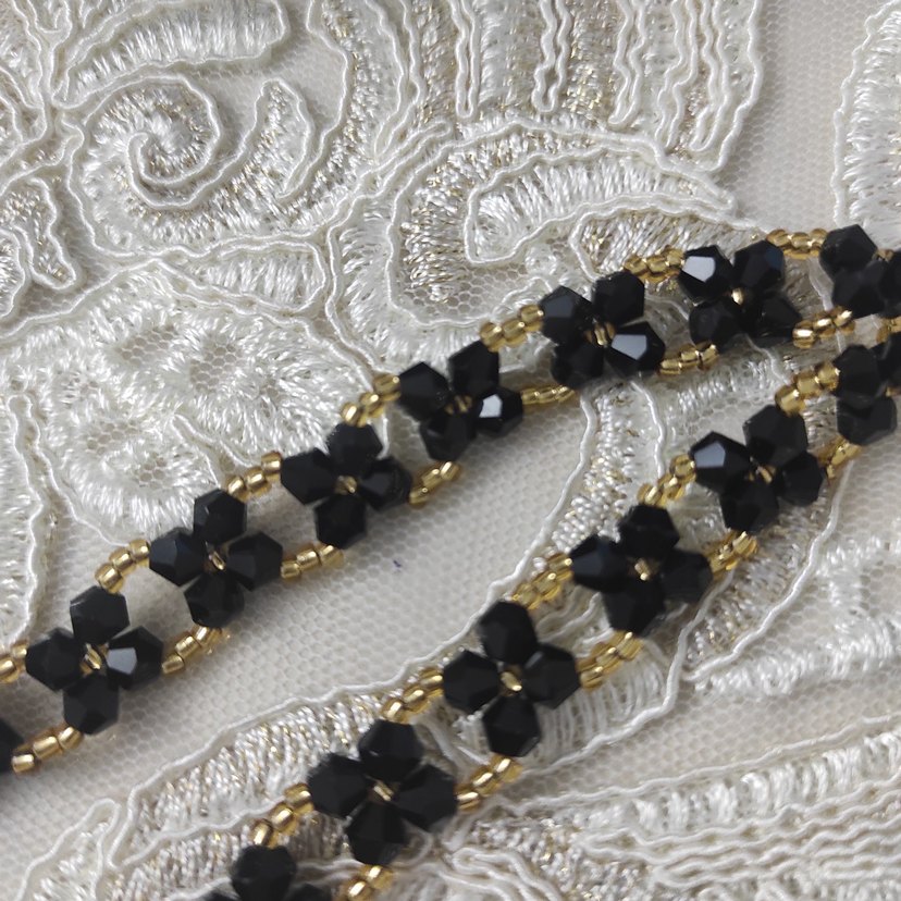 Siyah Yılan Desenli Gotik Boncuklu Bileklik - Görsel 3