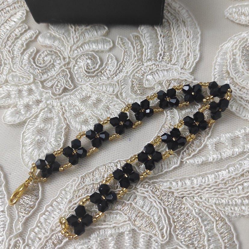 Siyah Yılan Desenli Gotik Boncuklu Bileklik - Görsel 2