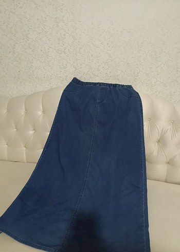 Zara Kadın Lacivert uzun Kot Etek