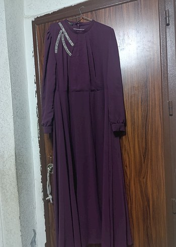 Kadın Mor Uzun Kollu Drapeli Elbise