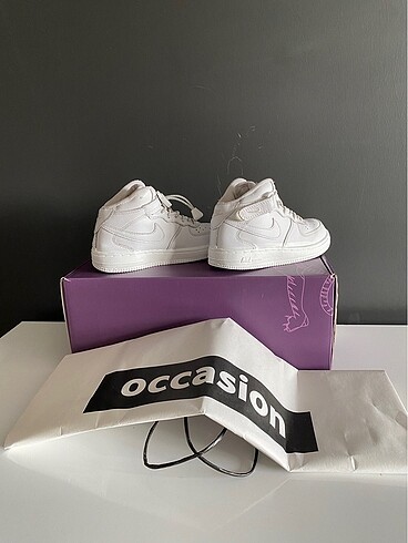 30 Beden beyaz Renk NIike Force 1 Mid Pre School Çocuk Sneaker