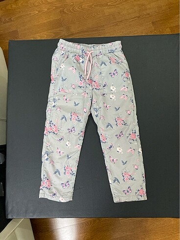 4 Yaş Beden LCW Kids Kar Pantolunu Gri Pembe Çiçekli Beli Lastikli Desenli