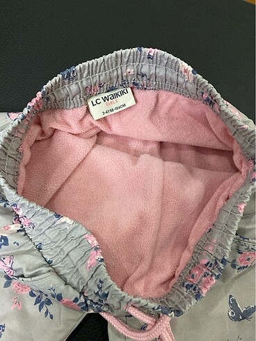 LC Waikiki LCW Kids Kar Pantolunu Gri Pembe Çiçekli Beli Lastikli Desenli