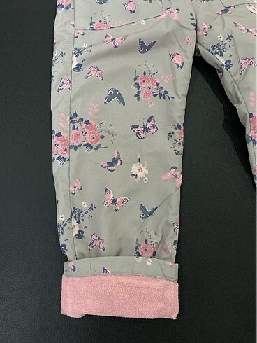 LCW Kids Kar Pantolunu Gri Pembe Çiçekli Beli Lastikli Desenli