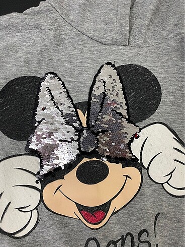 4 Yaş Beden 4/5 yaş Minnie Mouse Payetli Kapüşonlu Sweatshirt