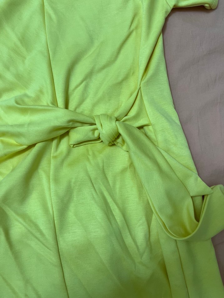 Sarı Midi bağcıklı Kısa Kollu Elbise - Görsel 2