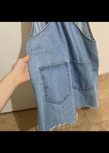 Mavi Denim Askılı Kısa Tulum - Görsel 2