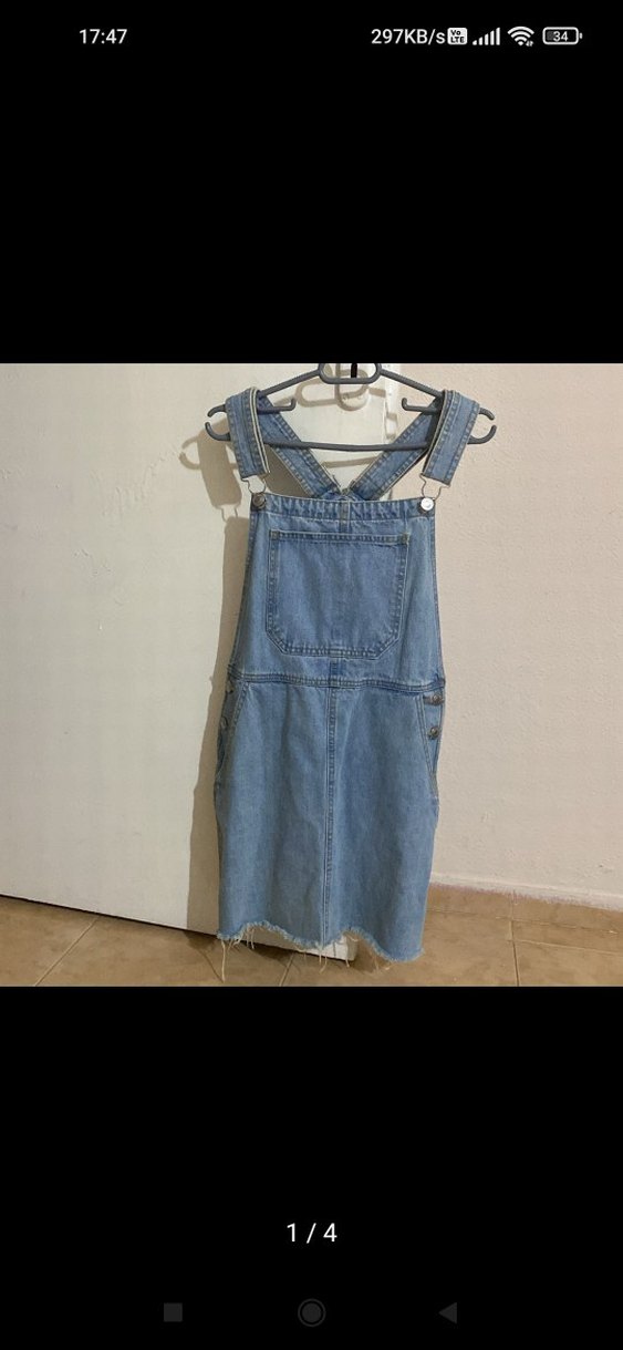 Mavi Denim Askılı Kısa Tulum - Görsel 3