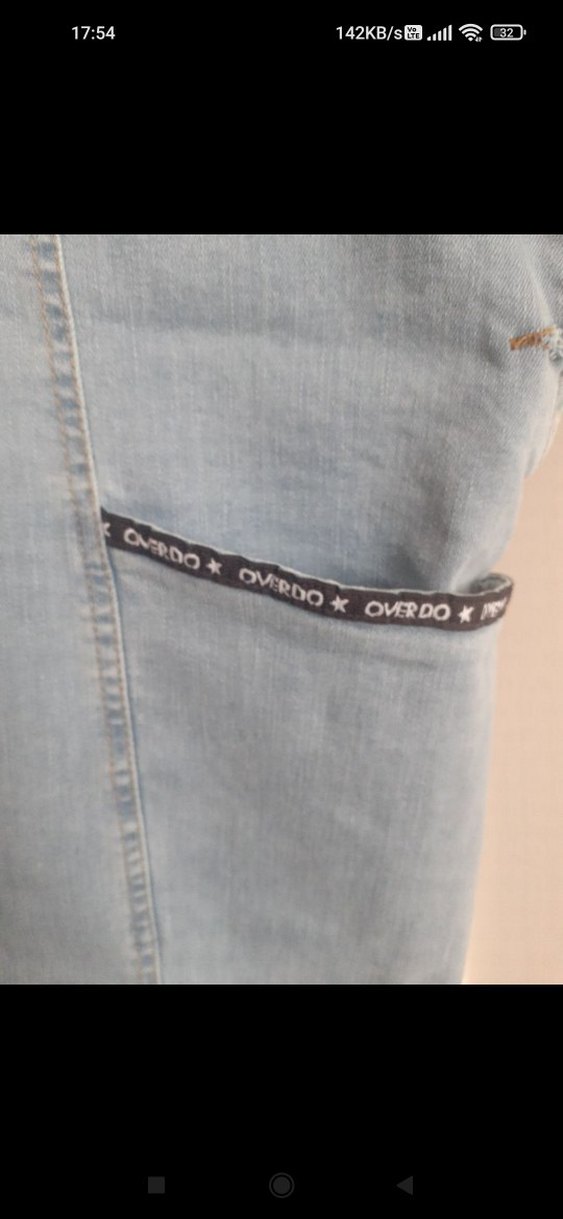 Mavi Kot Kadın Kısa Salopet - Görsel 2