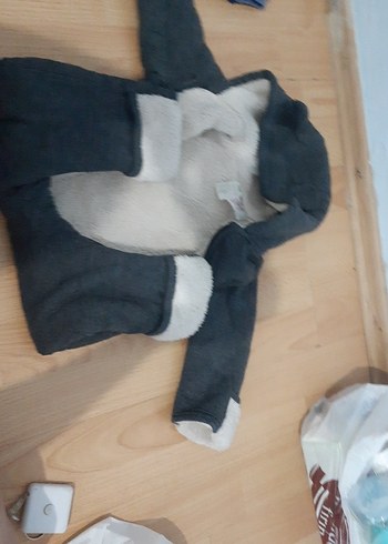 Gri Örgü Bebek Tulumu Kapüşonlu - Görsel 5