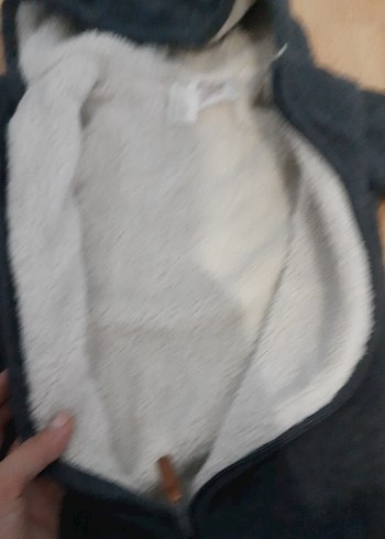 Gri Örgü Bebek Tulumu Kapüşonlu - Görsel 4