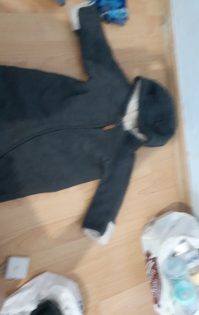 Gri Örgü Bebek Tulumu Kapüşonlu - Görsel 2