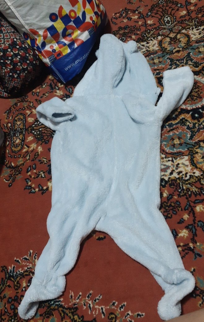 Kapüşonlu Mavi Bebek Tulum - Görsel 4