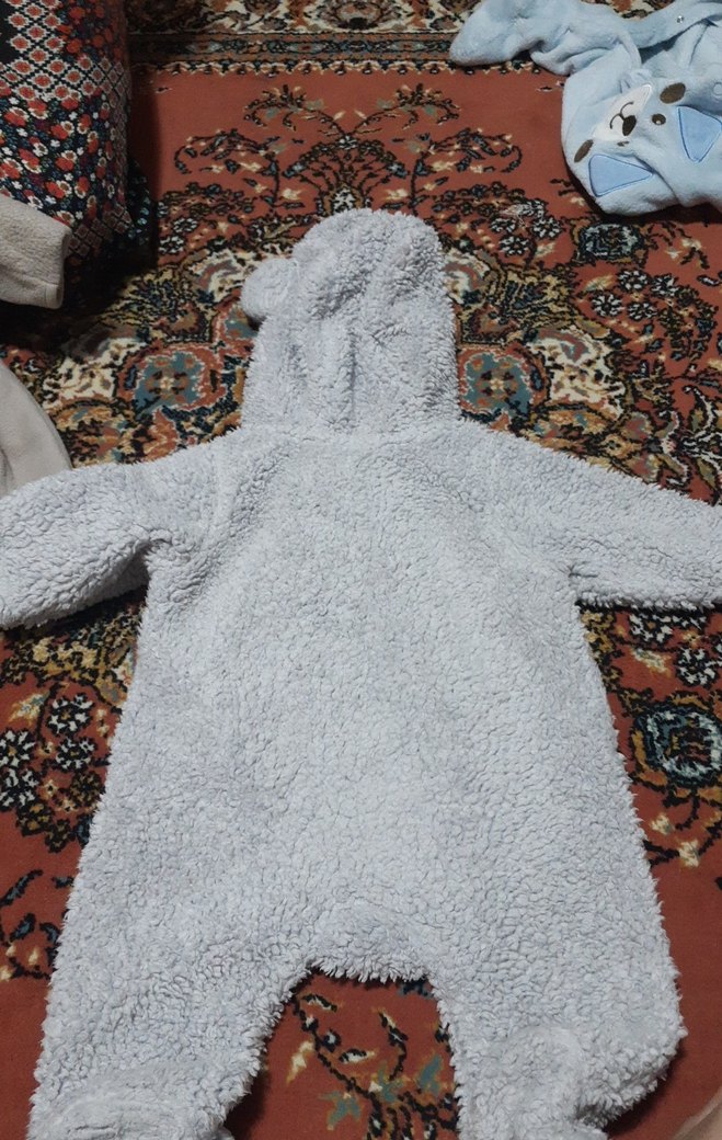 Gri Örgü Bebek Tulumu - Görsel 4