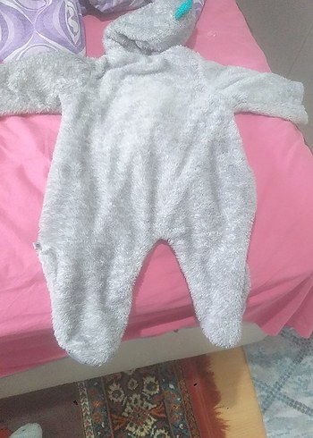Gri Peluş Erkek Bebek Tulumu - Görsel 5