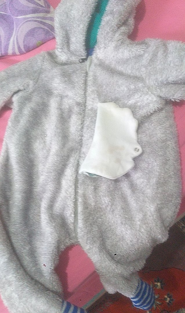 Gri Peluş Erkek Bebek Tulumu - Görsel 4