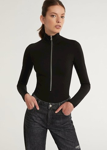 Fermuarlı Siyah Kadın Mini Monokini - Görsel 3