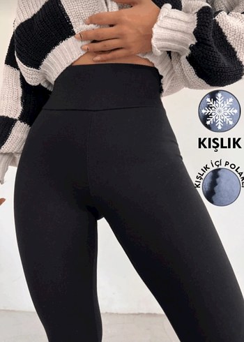 Kısa Siyah Kadın Polar Tayt - Görsel 7